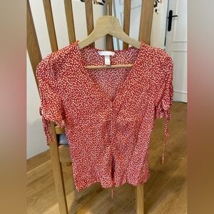Red Polka Dot Wrap Top